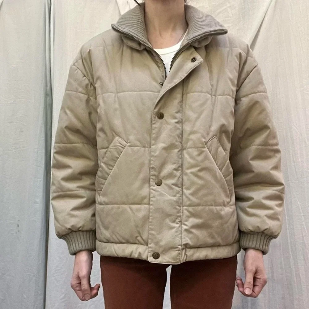 Beige Tan Quilted Chore Coat‎ by Mulberry Street Size S